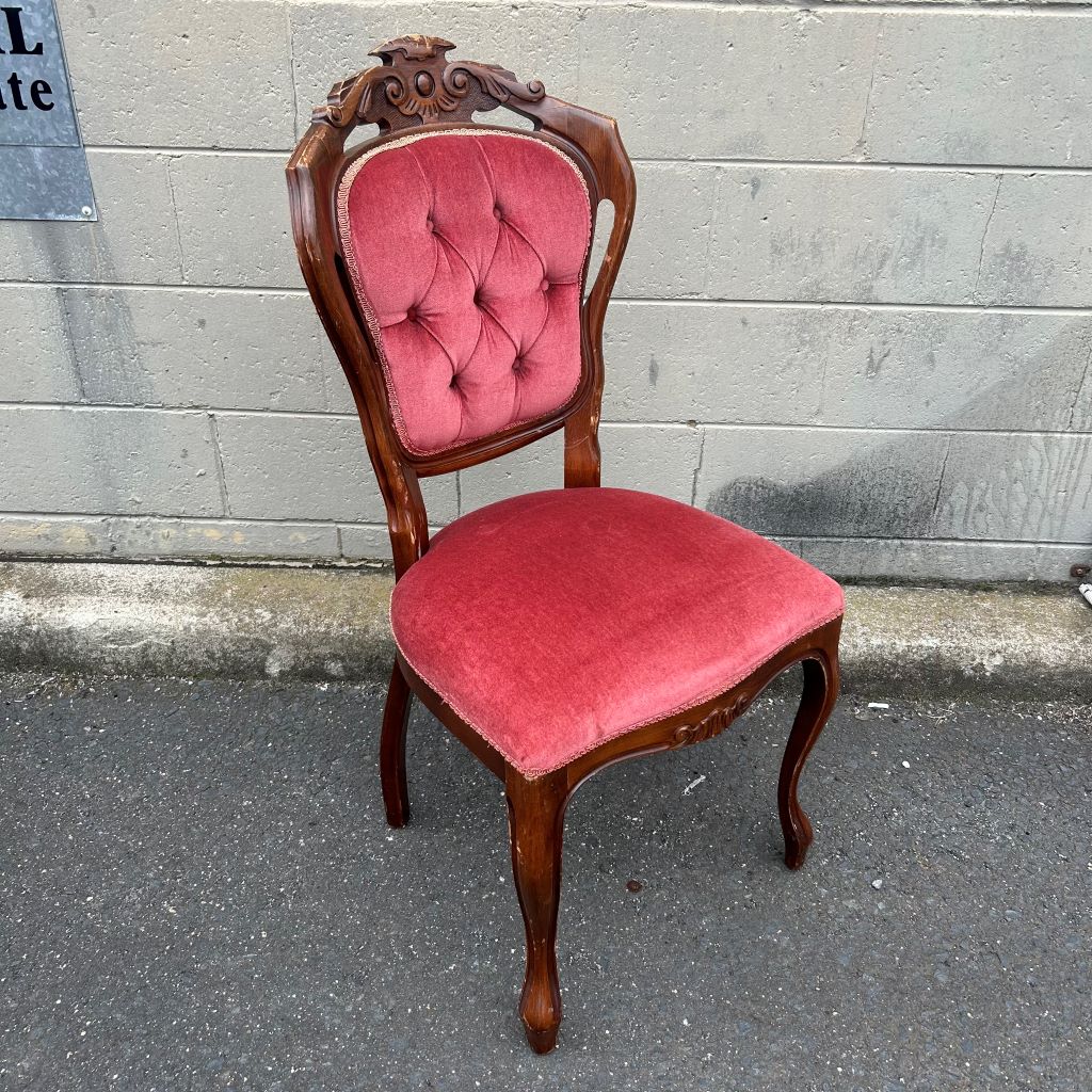 CHAIR, Velvet Button Back - Dusty Pink